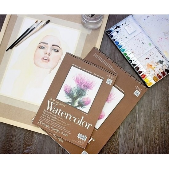 Strathmore A3 Pad Watercolour ( 27.9X38.1 CM x 12 sheets) 300 g/m2 Cold Press natural white paper color 400 Series Heavyweight (15*11 IN) Strathmore A3 Pad Watercolour ( 27.9X38.1 CM x 12 sheets) 300 g/m2 Cold Press natural white paper color 400 Series Heavyweight (15*11 IN)